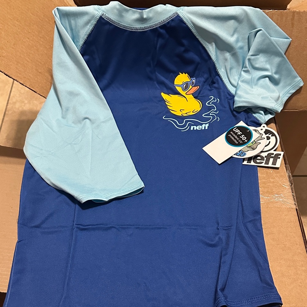 Neff Blue Rash Guard with Yellow Duck Graphic